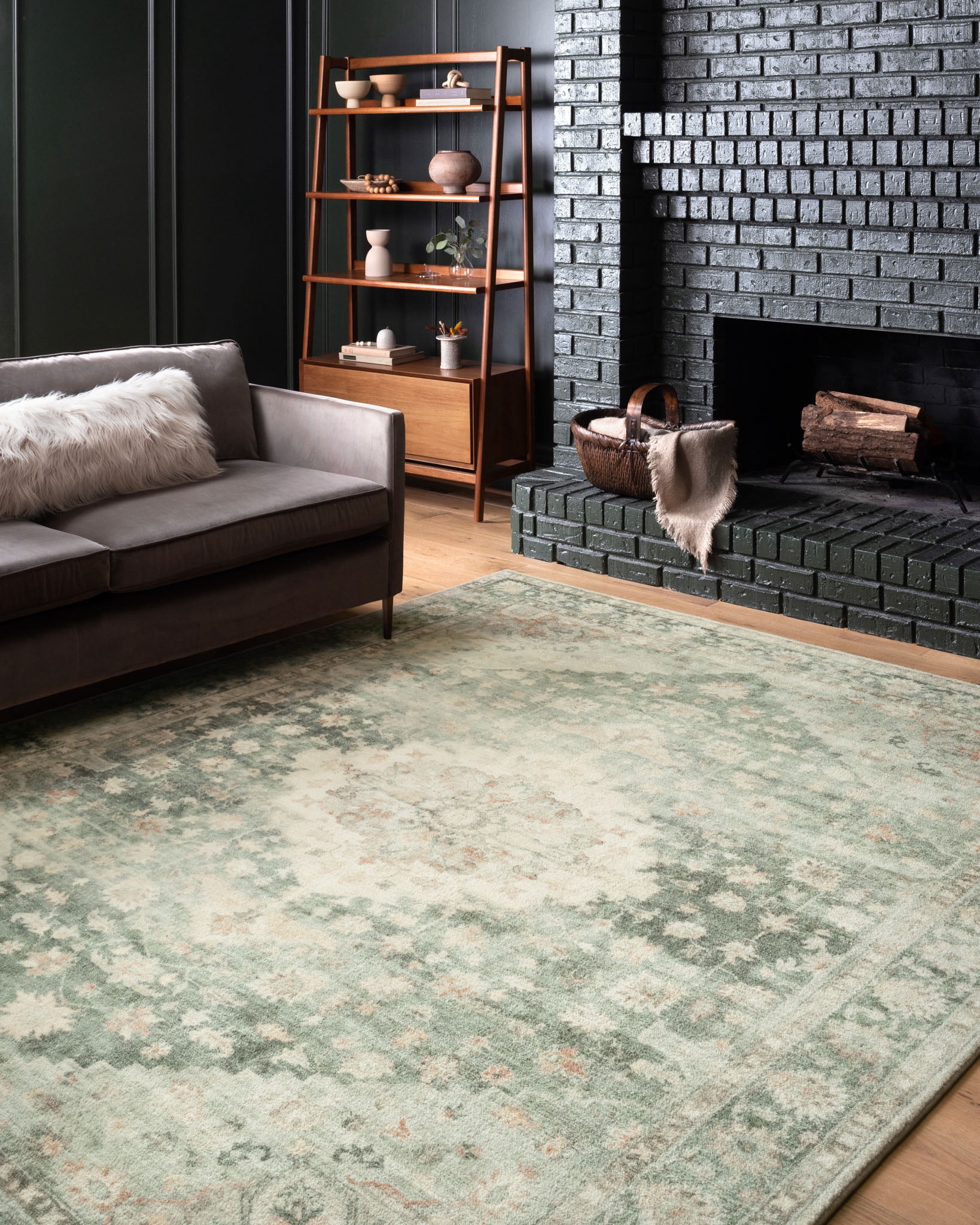 Loloi Rosette Teal / Ivory 18" x 18" Sample Rug