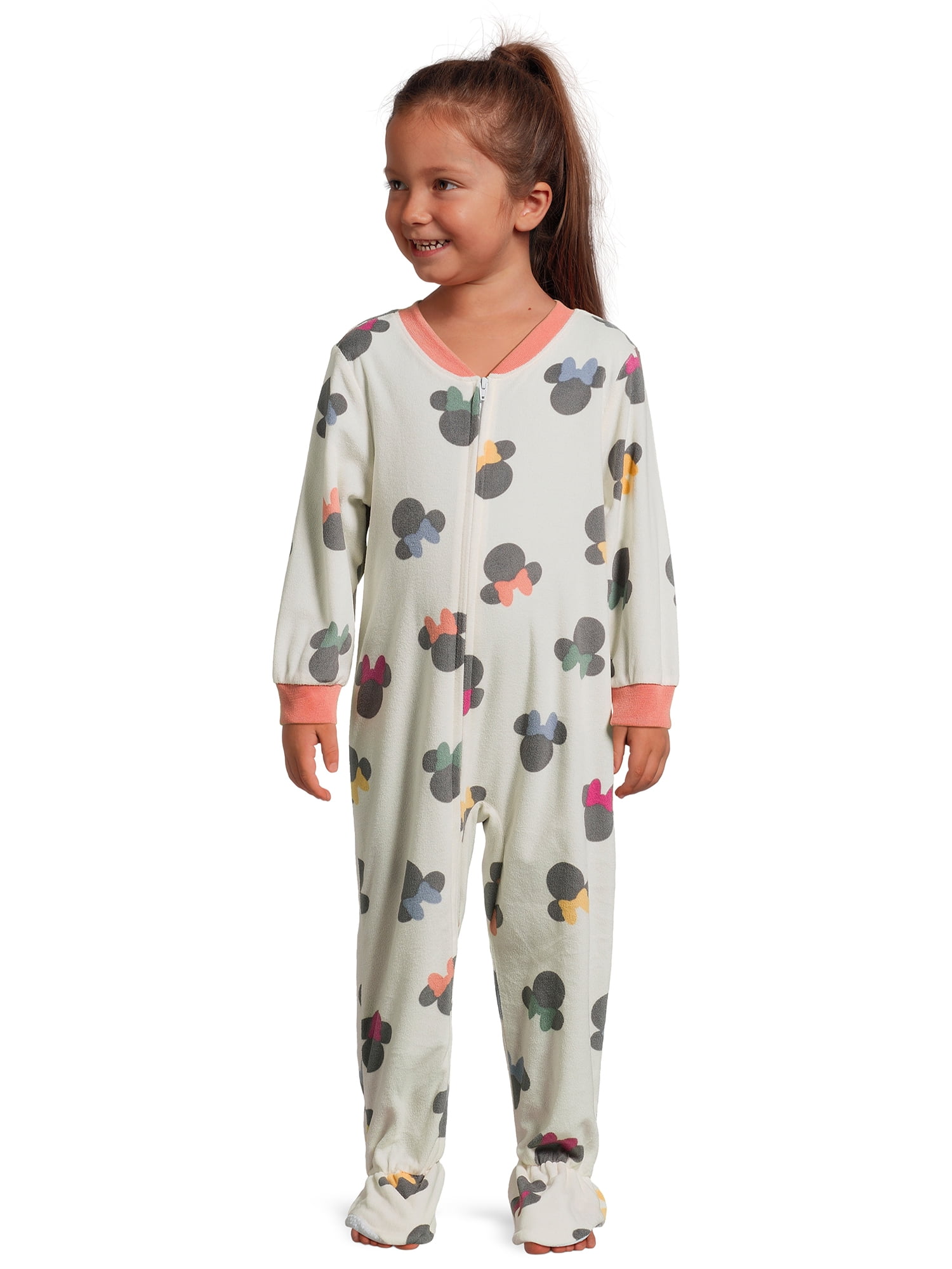 Minnie Mouse Toddler Girls One Piece Sleeper Pajamas, Sizes 12M-5T