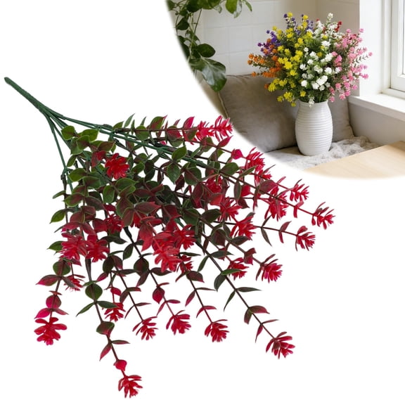 Artificial Camellia Flower Bouquets - 14.5" Red UV Resistant Fake Plants for Porch, Patio, Garden & Outdoor/Indoor Home Wedding Valentines Day Decor, By Preplabs