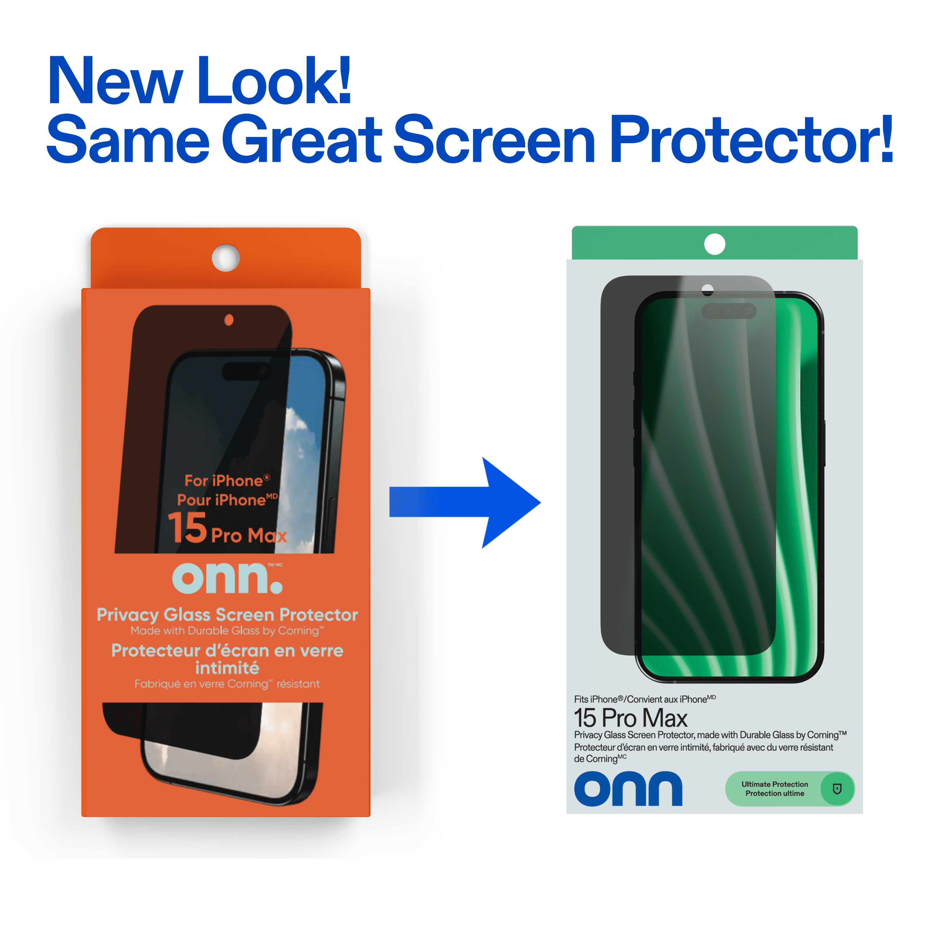 onn Protecteur d’écran en verre intimité pour iPhone® 15 Pro Max, fabriqué avec du verre résistant de Corning🅪, intimité à 180°, plateau d’installation facile
