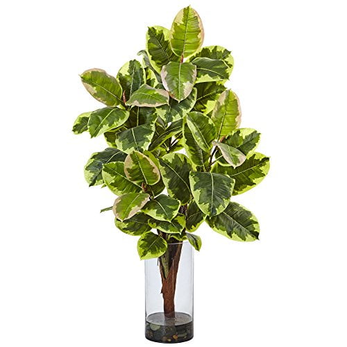 Nearly Natural 39.5&quot; H Artificial Rubber Plant in Cylinder