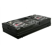 BLACK LABEL DJ COFFIN W/WHLS FOR 2 TURNTABLES IN BATTLE POSITION & A 10" FORMAT DJ MIXER