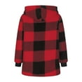 thumbnail image 3 of Timegard Winter Coats for Women Fleece Lined Plaid Long Sleeve Outwear with Hood Open Front Warm Loose Jackets, 3 of 6