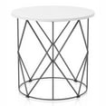 thumbnail image 3 of Furniture of America Borche Table d'Appoint Ronde Industrielle en Bois, Blanche, 3 of 6