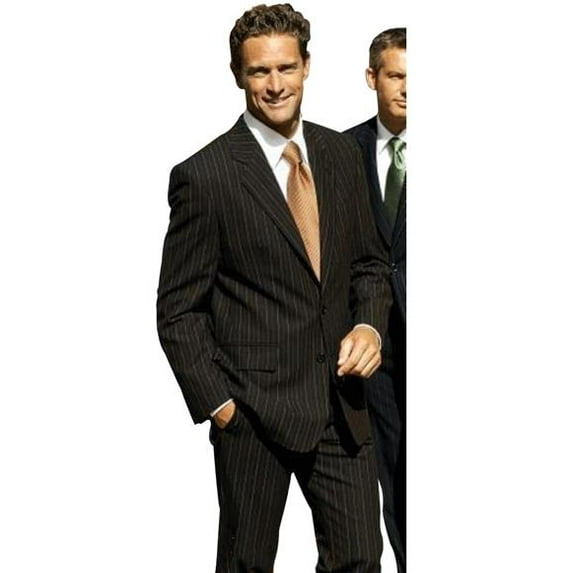 $1295 SLK9 Brown With Smooth Stripe ~ Pinstripe 2 Buttons Mens Dress Rayon Fabric 2 Piece Cheap Priced Business Suits Clearance Sale For Men