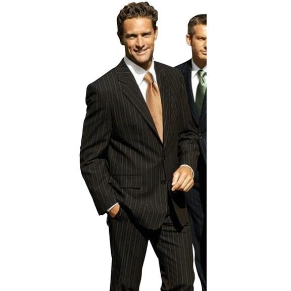 $1295 SLK9 Brown With Smooth Stripe ~ Pinstripe 2 Buttons Mens Dress Rayon Fabric 2 Piece Cheap Priced Business Suits Clearance Sale For Men