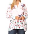 thumbnail image 1 of Sakkas Fara Women's Casual Floral Print Lightweight Long Sleeve Blouse Tunic Top - FLW244-White - Plus Size, 1 of 5