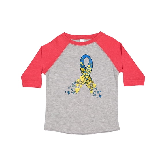 Inktastic Down Syndrome Awareness Blue and Yellow Hearts Ribbon Boys or Girls Toddler T-Shirt