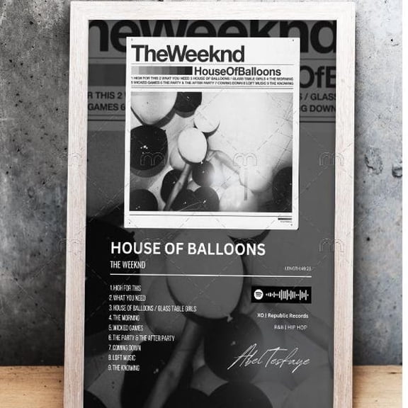 House of Balloons - Album Cover Poster, Unframed Paper Poster 8x10in