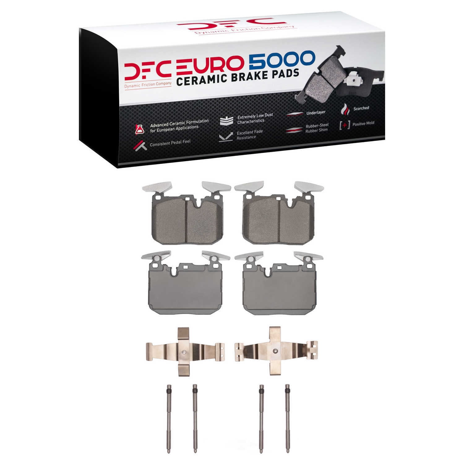 Dynamic Friction Company 1600-1609-01 DFC EURO 5000 Ceramic Brake Pads and Hardware Kit