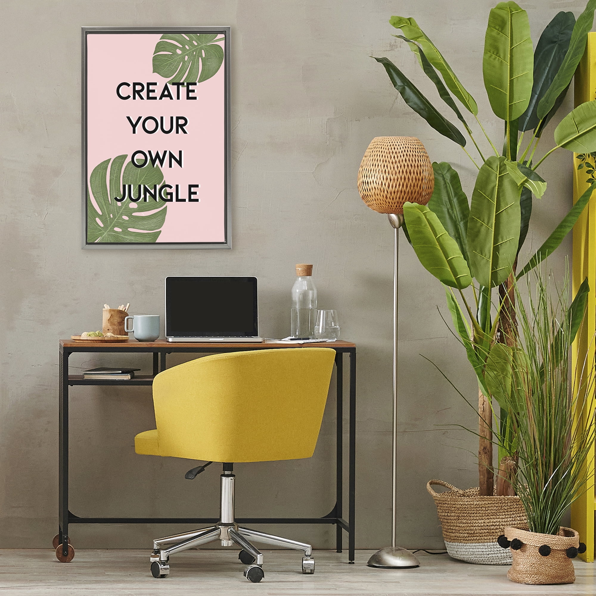 Stupell Industries Create Your Own Jungle Gray Framed Floater Canvas Wall Art, design by Martina Pavlova