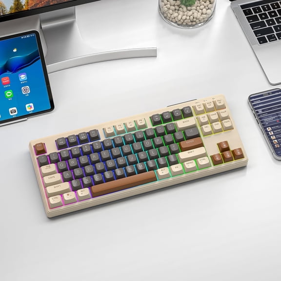 ATTACK SHARK Anti-ghosting Bluetooth Gaming Keyboard, Coffee