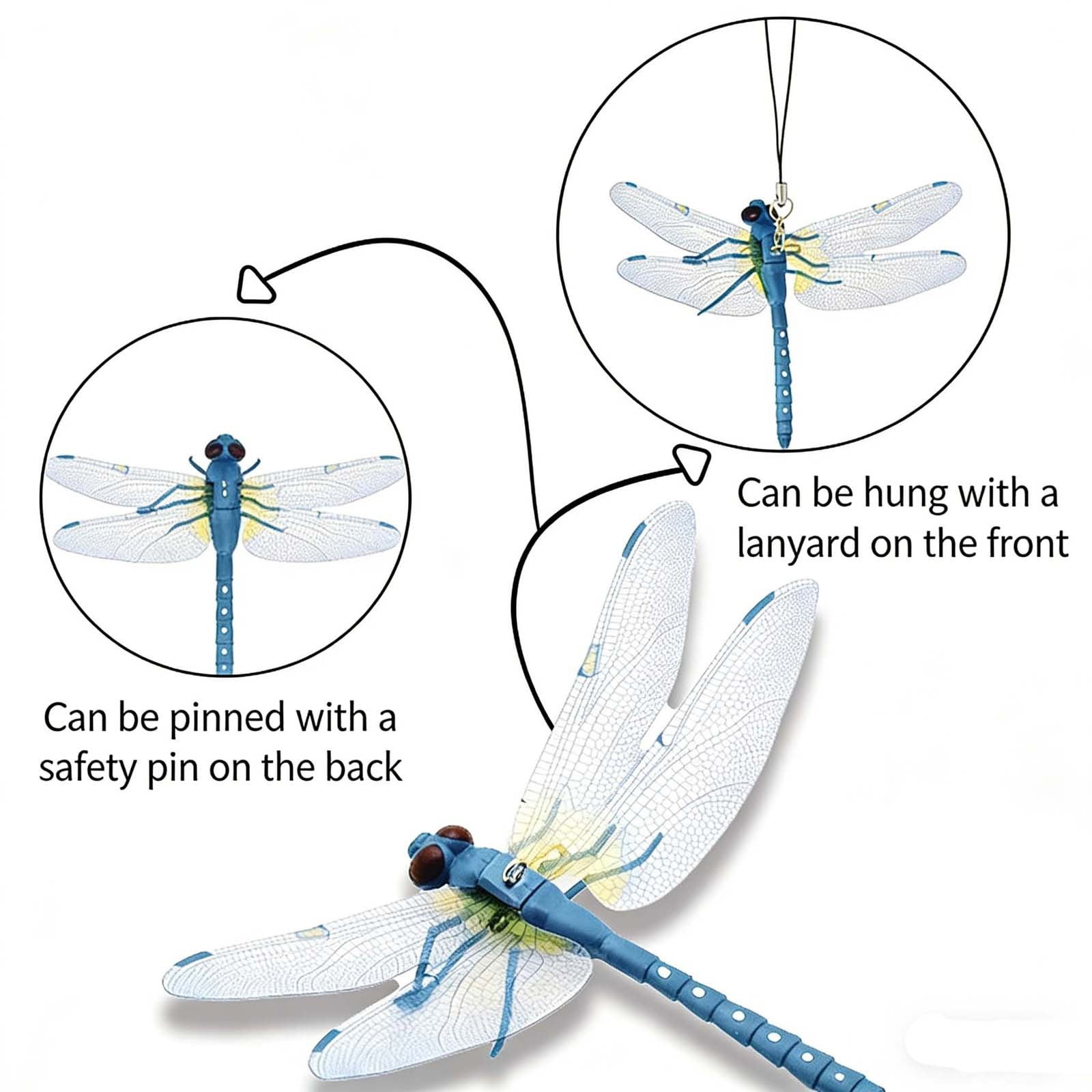 Indoor & Outdoor Fake Dragonfly Clip,Dragonfly Clip Bug Repellent, 3D Dragon Fly Garden Stakes & Hat Simulation Decor, Garden Bird and Fly Scare Devices