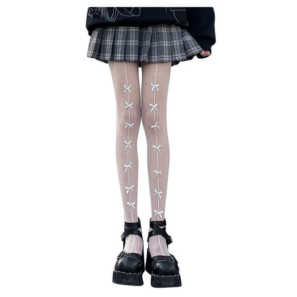 Women's Thin Summer Sexy Bow Fishnet Stockings Hollow Stovepipe Beautiful Legs Long Tube Bottoming Pantyhose Medium Christmas Stockings