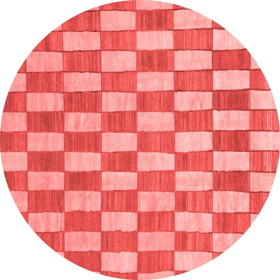 Ahgly Company Machine Washable Indoor Round Abstract Red Modern Area Rugs, 8' Round