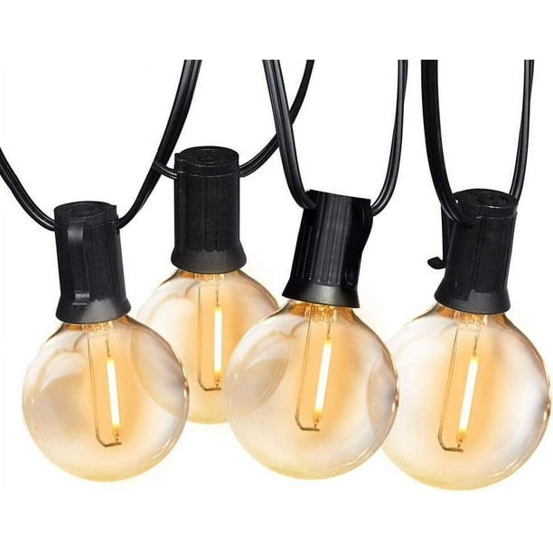 Cadena de lámparas G40 con filamento de tungsteno enchufable, 110 V-220 V, cadena de luces transparentes, 25 lámparas, 2 lámparas de jardín con burbujas en modo de espera