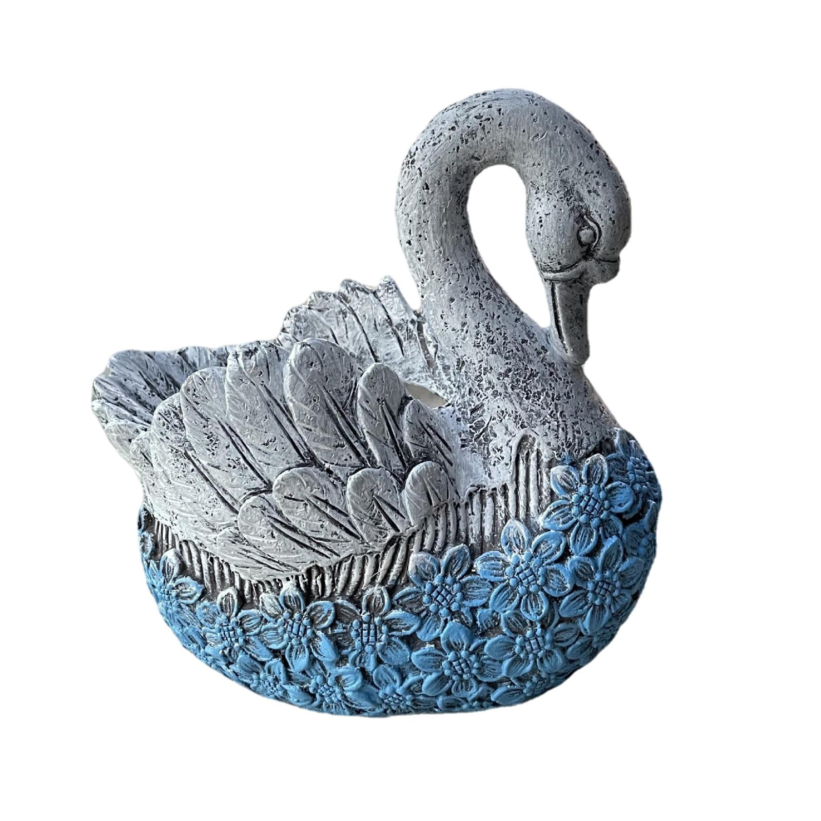 Zxpjkyu Loviver Swan Flowerpot Plant Pot Flower Pot Garden Decoration Outdoor 20x14x19cm