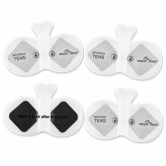 Wireless Tens Unit Electrode Pads - Reusable Self-Stick Carbon Pads, 4 Pack, 6.5 x 3 inches, Muscle & Joint Relief