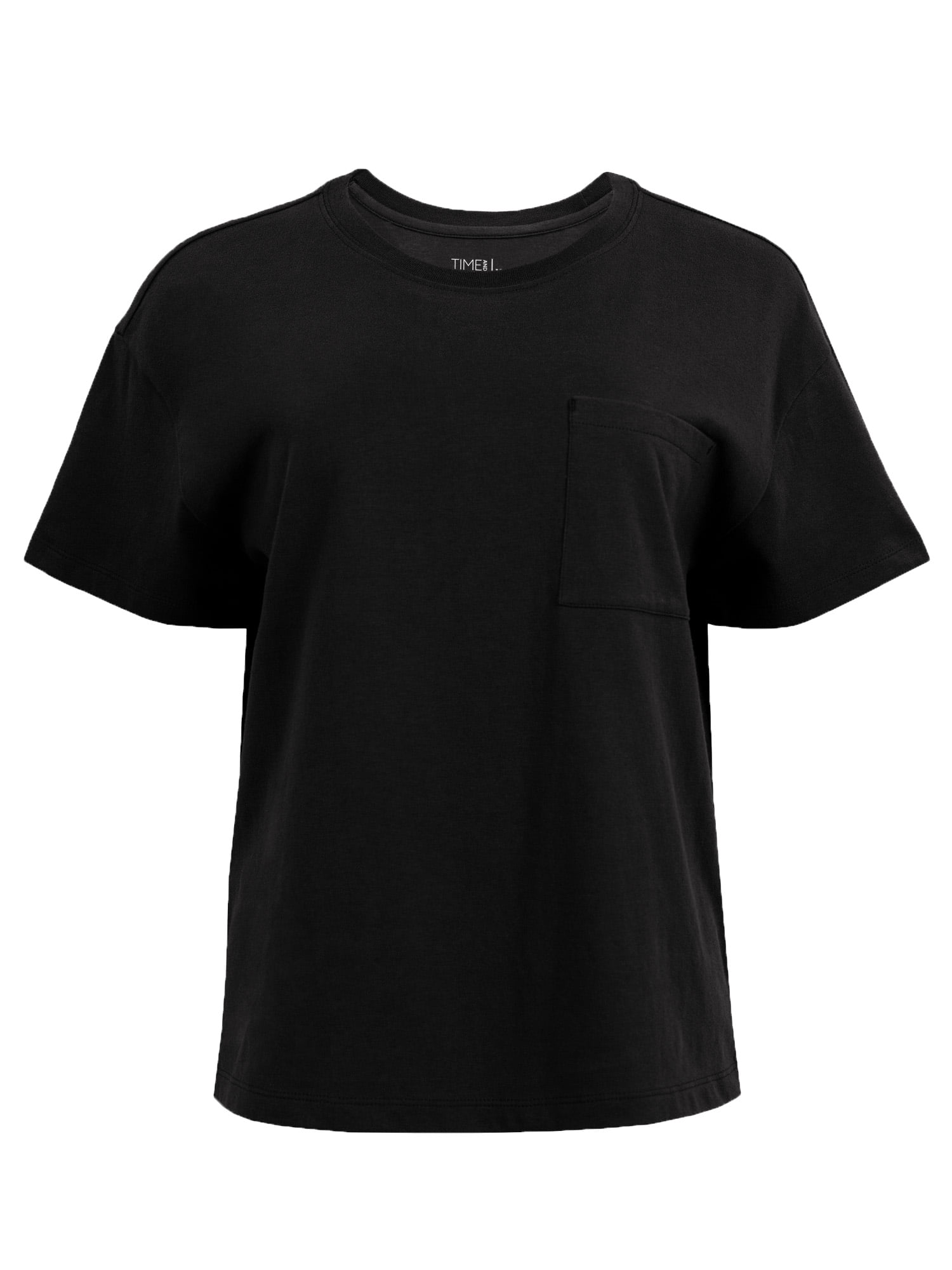 Time and Tru Women's Short Sleeve Boyfriend Pocket T-Shirt, XS-XXXL