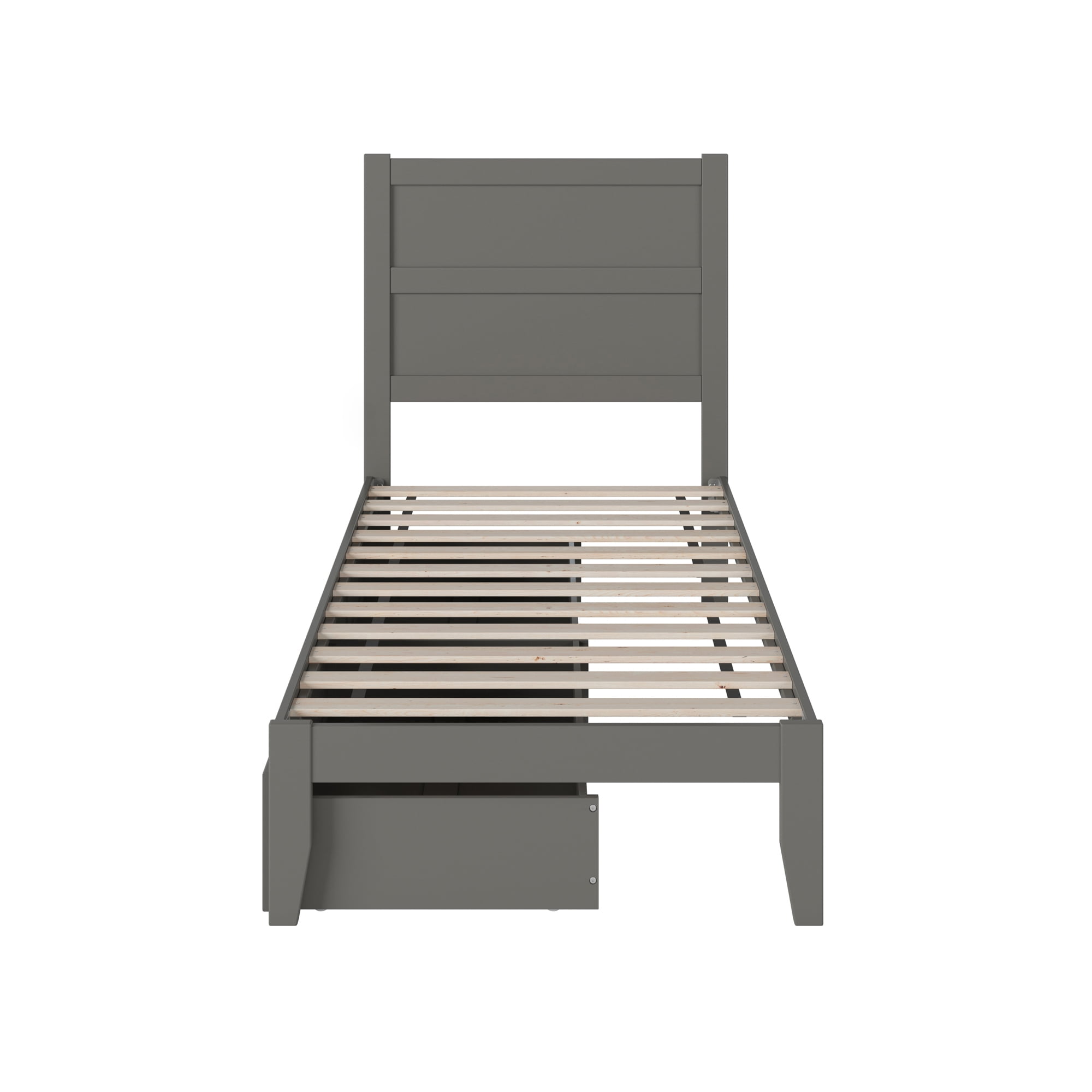 AFI NoHo 14" Twin Wood Platform Bed Frame with Set of 2 Storage Drawers, Grey