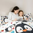 thumbnail image 5 of Homewish Cute Cartoon Penguin Bedding Comforter Set,Antarctic Wild Animal Twin Comforter Sets,Colorful Heart Print Bedding Set For Boys Hgirls,Breathable Home Decor Reversible,2pcs, 5 of 8