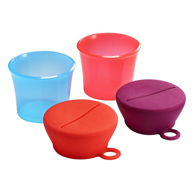 Tapa para tazas de aperitivos Boon SNUG rosa con 2 recipientes apilables
