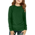 thumbnail image 2 of Ndbuld Girls Long Sleeve Shirts Soft Crewneck Long-Sleeve T-Shirts Basic Tagless Layering Tees Clearance Under 10 Green cm/0in 9Y, 2 of 8