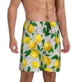 thumbnail image 3 of Rocae Lemon Seamless Pattern Oil Painting Effect for Men's Soft Sleep Pajama Shorts, Waistband and Pockets, 3 of 9