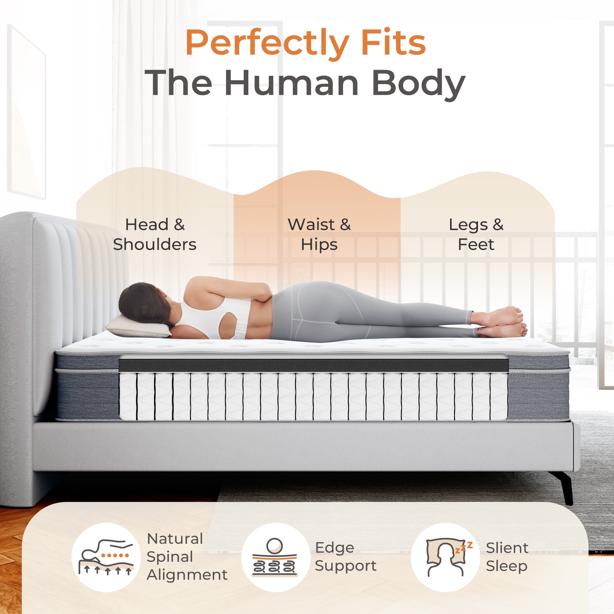 Sweetnight 12" Adult Gel Memory Foam Hybrid Mattress with Medium Firm Pillow Top, Queen Mattresses