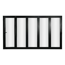 KaMic 144" x 80" 5 Panels Aluminum Folding Door In Black, Folded Out From Left To Right