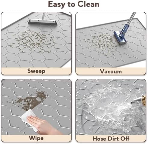 Cat Mat for Litter Box, Large 34" X 22" Cat Litter Mat, Waterproof Silicone Pad for Floor, Gray