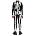 thumbnail image 4 of WERYOUNG Girls Boys Onesie Casual Skeleton Printed Long Sleeve Round Neck Zip-Up Stage Performance Tights Halloween Jumpsuit Classic Indoor One-Pieces,White,M, 4 of 6