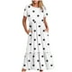 thumbnail image 1 of Puntoco Vestido De Mujer Con Cuello Redondo, Manga Corta, Bolsillos Dobles A Media Pantorrilla, Estampado De Lunares, Vestido De Manga Corta Con Cuello Redondo, Blanco Xxl, 1 of 4