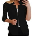thumbnail image 2 of abtuhar Blazers for Women,Womens Blazer,Womens Versatile Small Suit Solid Color Lace Hollow Out Shirt Long Sleeved Casual Jacket Black, 2 of 4