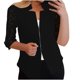 thumbnail image 1 of Chaquetas y abrigos casuales sin capucha de manga larga para mujer, traje pequeño versátil de color sólido con encaje, camisa ahuecada, chaqueta casual de manga larga, top de poliéster para mujer, 1 of 5