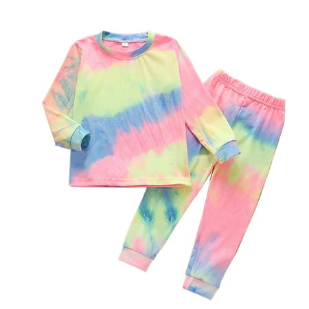 

Girls Pajamas Soft Cozy Homewear Pullover Sweatshirt and Pants Kids Loose Sleepwear Pajama Set Size 5-6 Y