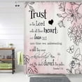 thumbnail image 3 of Pink Omber Bible Verse Botanical Shower Curtain, Inspirational Bible Verse Motivational Quotes Scriptures Shower Curtain Set, Aesthetic Minimalistic Boho Floral Christian Faith Shower Curtain 70X70IN, 3 of 5