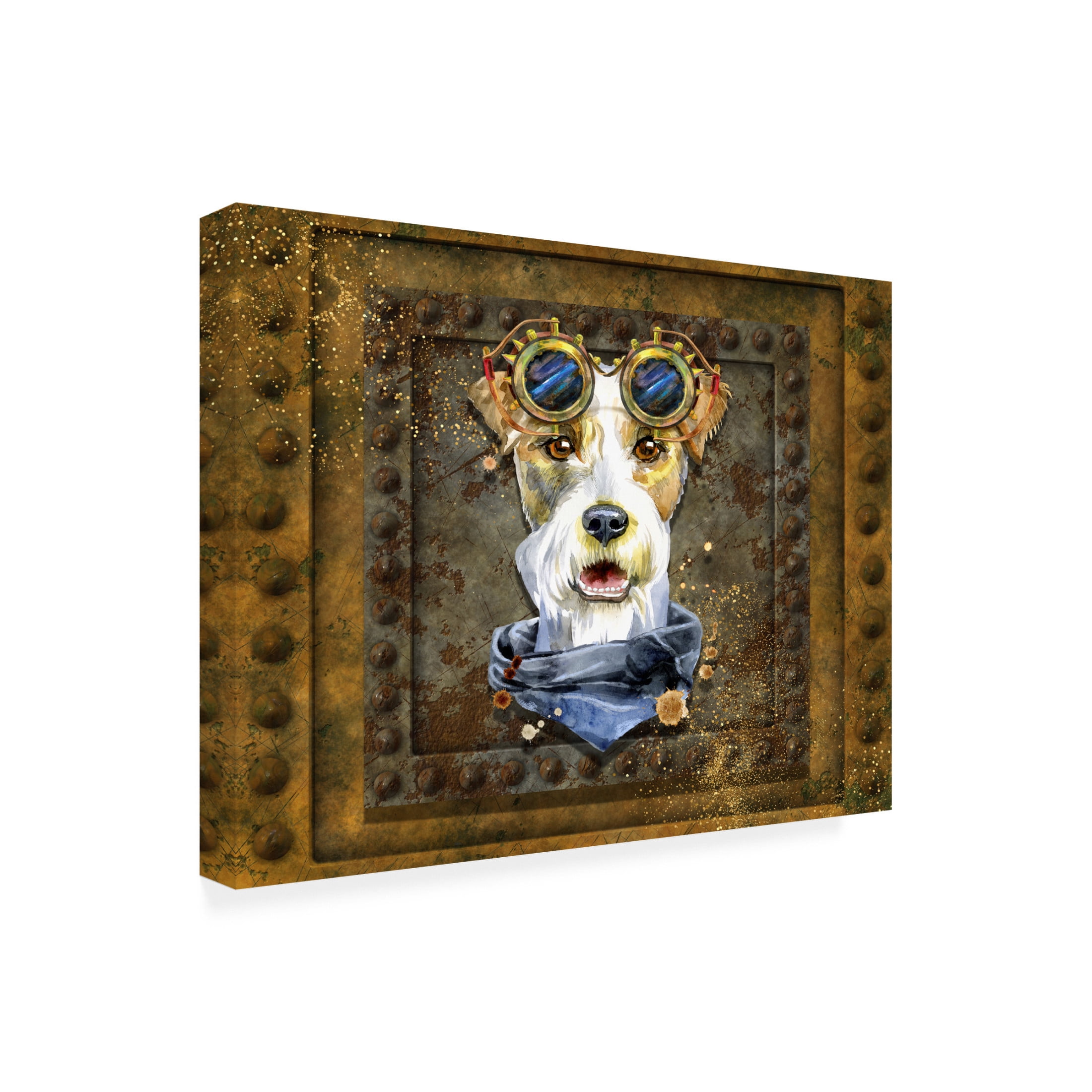 Canvas Wall Art - Tina Mitchell 'Steampunk Airedale Terrier' Wall Art for Living Room, Bedroom, or Office Décor by Trademark Fine Art - 19 x 19 Inches