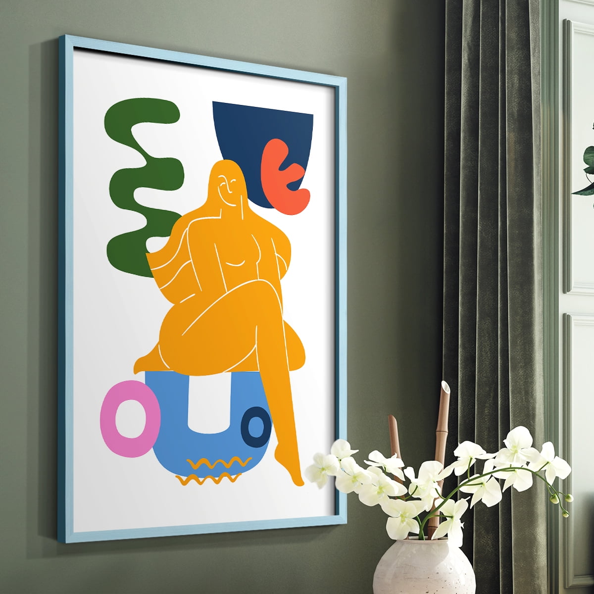 Matisse CDLX in Blue Solid Wood Framed Print No Nail Hanging