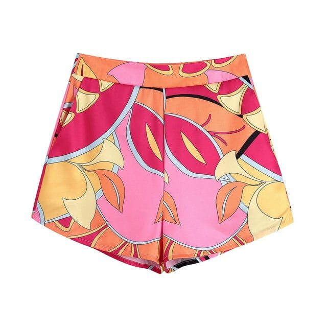 Jupe Courte Imprimée Verte TRAF Femme Rétro Taille Haute Mini Jupes Femmes 2022 Été Plage Jupe Femme Mode Mode Urbaine Jupe