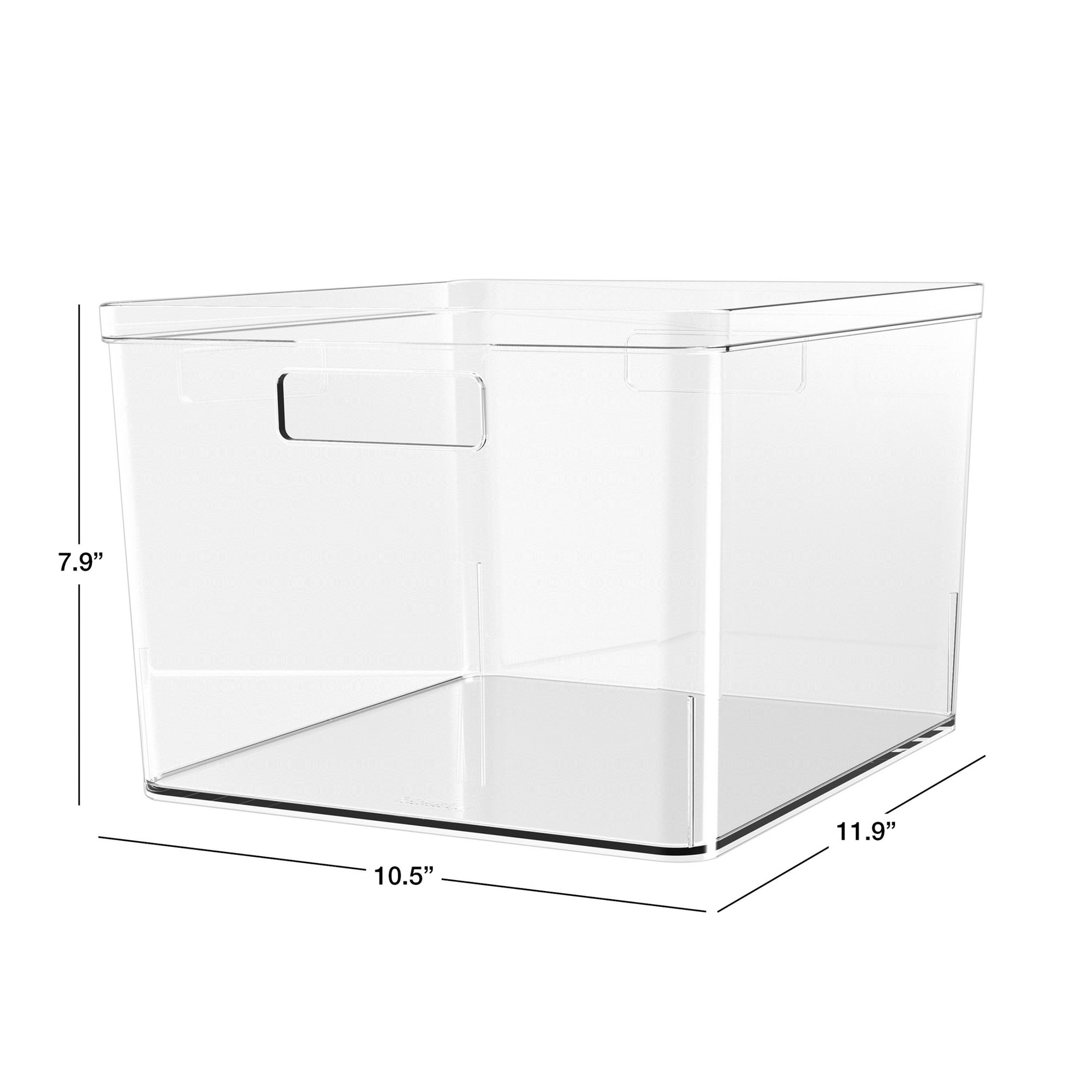 Mainstays Extra Large Deep Clear Plastic Pantry Storage Organizer Bin, Kitchen Cabinet, Fridge and Shelf Storage Container for Pantry and Kitchen Organization, 12" x 10.5" x 8"