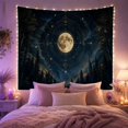 thumbnail image 2 of Golden Moon in Dark Sky with Evergreen Forest, Mystical Celestial for Space Lovers, Nighttime Wall Art, Housewarming Gift, Tapestry Wall Hanging for Bedroom and Living Room, 2 of 7