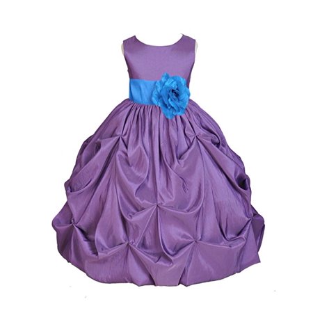 - Ekidsbridal Purple Satin Taffeta Pick-Up Bubble Flower Girl Dress Birthday Girl Dress Princess Dresses Ballroom Gown Special Occasion Dresses Easter Summer Dresses Pageant Gown Daily Dresses 301S