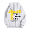 thumbnail image 4 of QHFBli Lightweight Men's Hoodie Mens God Print Casual Hooded Sweatshirt Long Sleeve Pullover Comfortable Daily Wear Streetwear Fashion White XL, 4 of 5