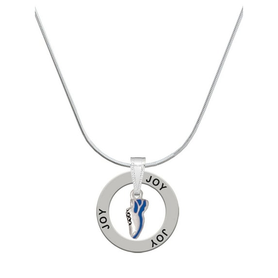 Delight Jewelry Silvertone Mini Royal Blue Running Shoe Joy Ring Charm Necklace, 18"
