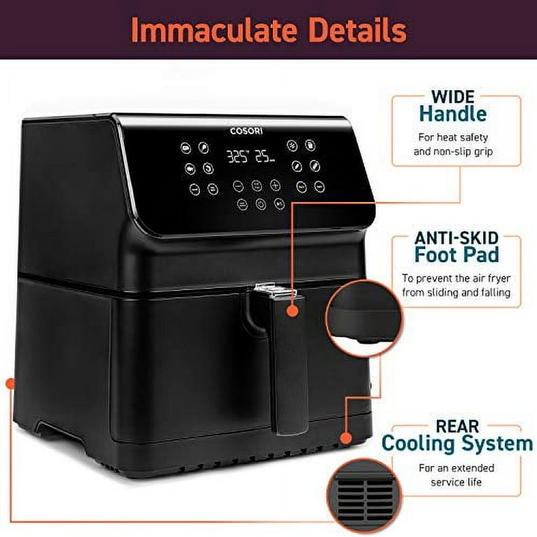 COSORI Air Fryer, Large XL 5.8 Quart 1700-Watt Air Fryer Toaster Oven with  Cookbook(100 Recipes) LED Digital Tilt One-Touchscreen with Preheat,  Customizable 10 Presets & Shake Reminder, Black 