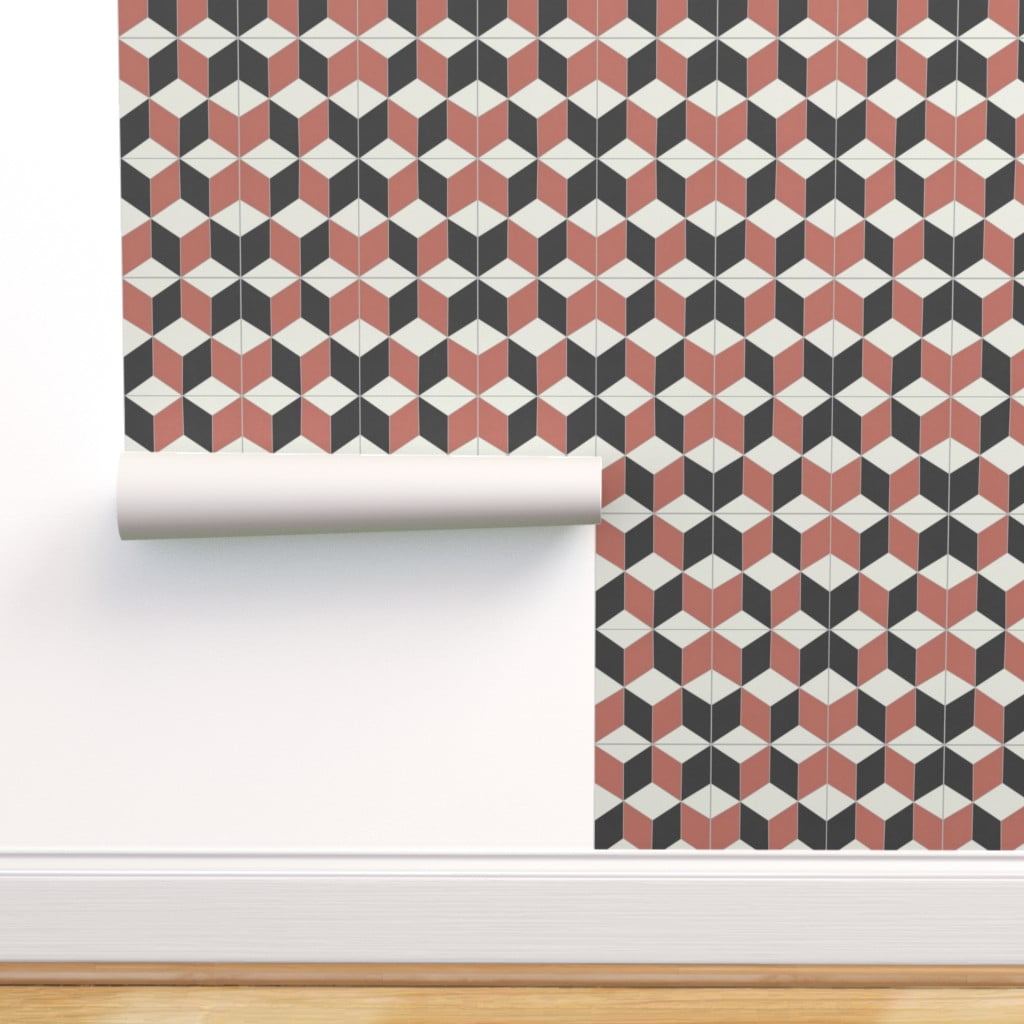 Peel-and-Stick Removable Wallpaper Pattern Red Black White Modern