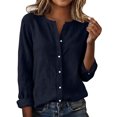 thumbnail image 2 of Mifsaly Cotton Linen Shirts for Women Long Sleeve Blouses Button Down Work Tshirts Lightweight Cozy Summer Vacation Blouse Fashion Dressy Casual Outfits M, 2 of 9