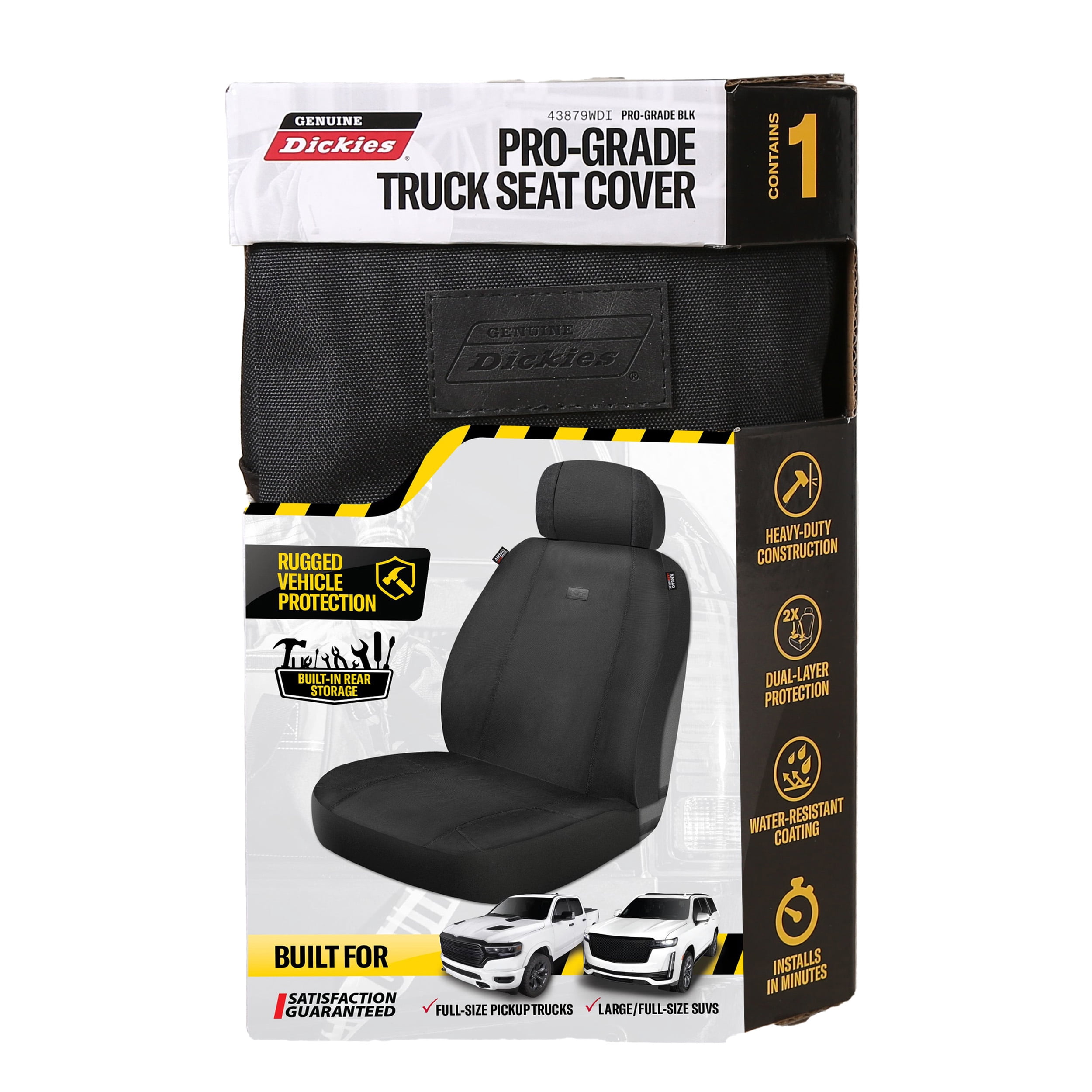 Genuine Dickies 1-Piece Black Pro-Grade Heavy-Duty Truck Seat Cover