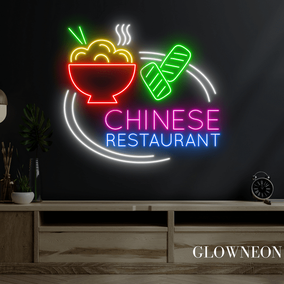 Glowneon Chinese Restaurant Neon Sign, Chinese Food Wall Led Decor